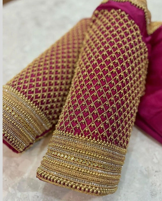 Buy Magenta Pink Maggam Work Wedding Bridal Aari Work Blouse Online in India Etsy