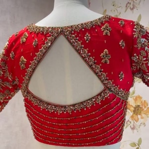 Red Aari work | Red Maggam Work | maroon saree blouse | embroidery blouse .