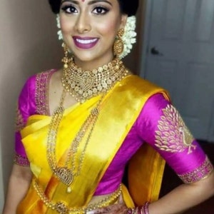 Purple pink Peacock Maggam work blouse | Aari work saree blouse | Aari work blouse | Magam work | Maggam work designs