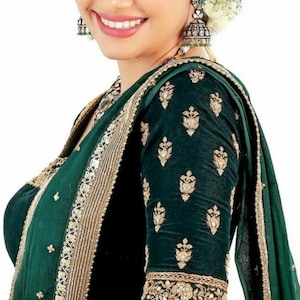 Green Indian saree blouse plus size , large, medium and small