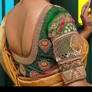 4 blouse l Aari work | maggam work | maroon saree blouse | embroidery blouse . Total 4 bridal blouse.