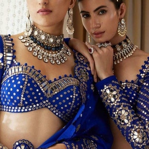 Lehenga blouse  royal blue. Saree Blouse/ Readymade mirror Blouse / Designer Blouse / Blouse for Lehenga / Blouse for Saree / lehenga top