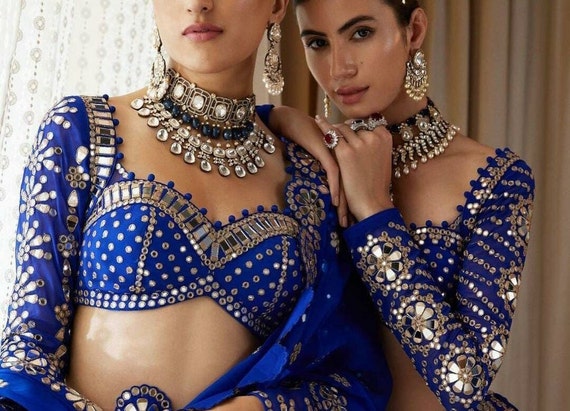 Lehenga Blouse Royal Blue. Saree Blouse/ Readymade Mirror Blouse / Designer  Blouse / Blouse for Lehenga / Blouse for Saree / Lehenga Top - Etsy