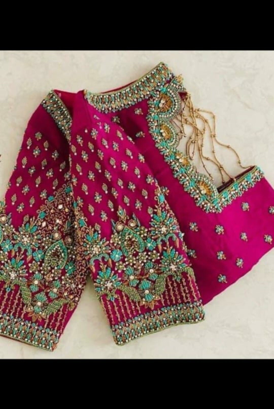 Rani Pink Blue Maggam Work Aari Work Handmade Blouse Aari - Etsy ...