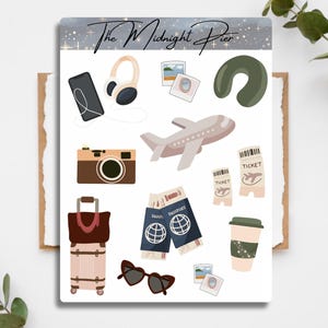 12pcs Sticker Sheet “Bon Voyage“ | journal stickers, calendar, planner stickers, scrapbook stickers, travel stickers, cottagecore, bujo