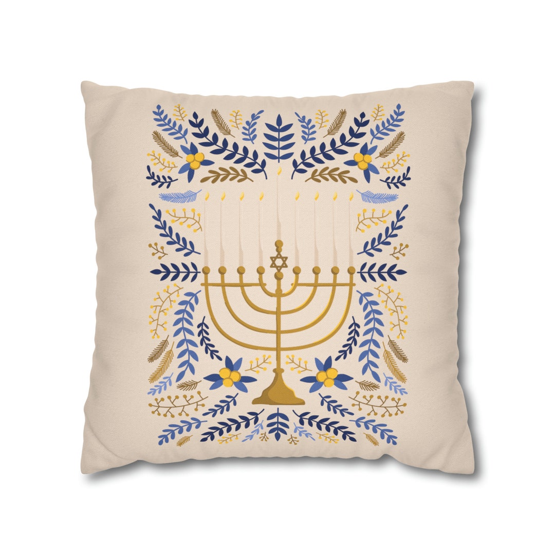 Menorah Hanukkah Square Pillow Case Hanukkah Throw Pillow Etsy
