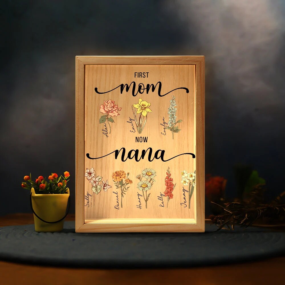 Personalized First Mom Now Grandma Light Box, Custom Grandma's Garden ...