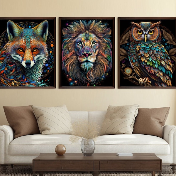 Colorful Animal Art Etsy