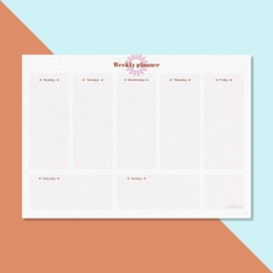 Weekly Printable planner The Flowery Studio | Week schedule | Planner | Digital download