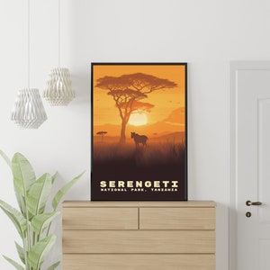 Serengeti National Park Travel Wall Art For Living Room Tanzania Travel Poster Digital Download Art Entryway Home Gift Anniversary Wedding