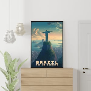 Arte de parede de viagem do Rio de Janeiro - Pôster Cristo Redentor - Download digital Brasil - Decoração de casa - Presente de casamento