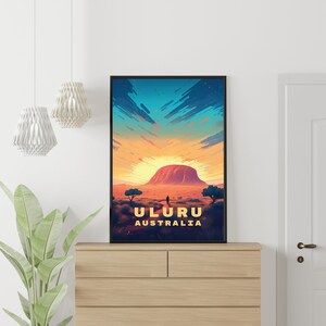 Uluru Travel Wall Art For Living Room Australia Outback Travel Poster Digital Download Wall Art Entryway Home Decor Gift Anniversary Wedding