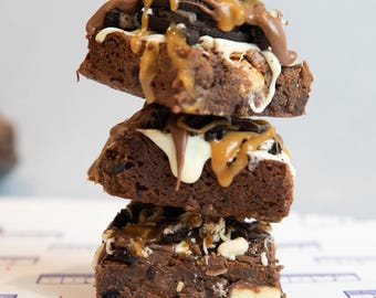 Gourmet Caramel Brownies Gift Box: Handmade Chocolate Treat