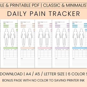 Daily Pain Tracker, Pain Log, Health Tracker Printable, Chronic Pain ...