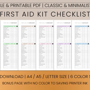 First Aid Kit Checklist Printable PDF Template, Emergency Checklist ...