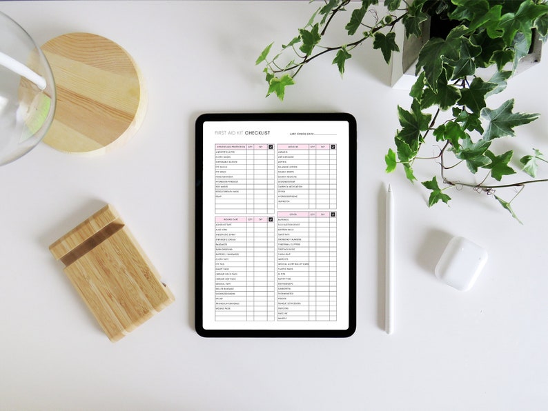 First Aid Kit Checklist Printable PDF Template, Emergency Checklist