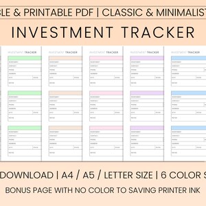 Investment Tracker Printable Template Investment Portfolio - Etsy