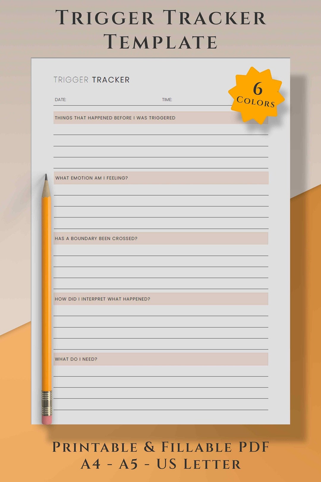 Printable Trigger Tracker Template PDF Mental Health Log - Etsy