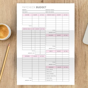 Paycheck Budget Template, Paycheck Budget Printable PDF, Budget Binder ...