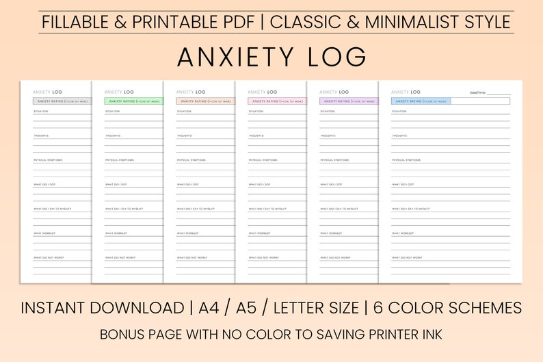 Printable Anxiety Log Anxiety Tracker Pdf Anxiety Management Symptom Printable Anxiety Log Anxiety Tracker Pdf Anxiety Management Symptom