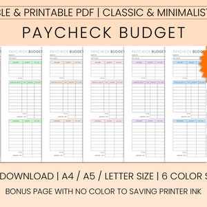 Paycheck Budget Template, Paycheck Budget Printable PDF, Budget Binder ...
