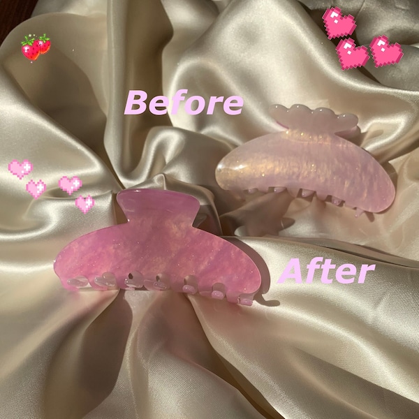 UV Colour Changing Hair Claw Clip Pink and White Hair Claws