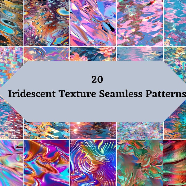 Seamless Pattern Set of 20 Iridescent Textures Art Journal Paper Printable Multiple Styles of Digital Paper Pattern