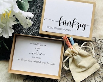 Personalized 50th Birthday Money Gift | 50th Birthday Gift Box | Birthday Gift for Men & Women | Money Gift Set