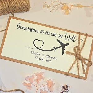 Hochzeitskarte für Reiseliebhaber | Hochzeit Glückwunschkarte personalisiert | Geldgeschenk Karte zur Hochzeit | Hochzeitsgeschenk Reise