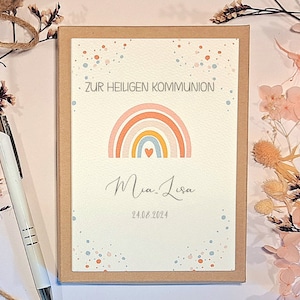 Geldgeschenk zur Kommunion für Mädchen personalisiert | Kommunionsgeschenk mit Namen und Datum |Geschenk Geschenkverpackung | Geschenkbox