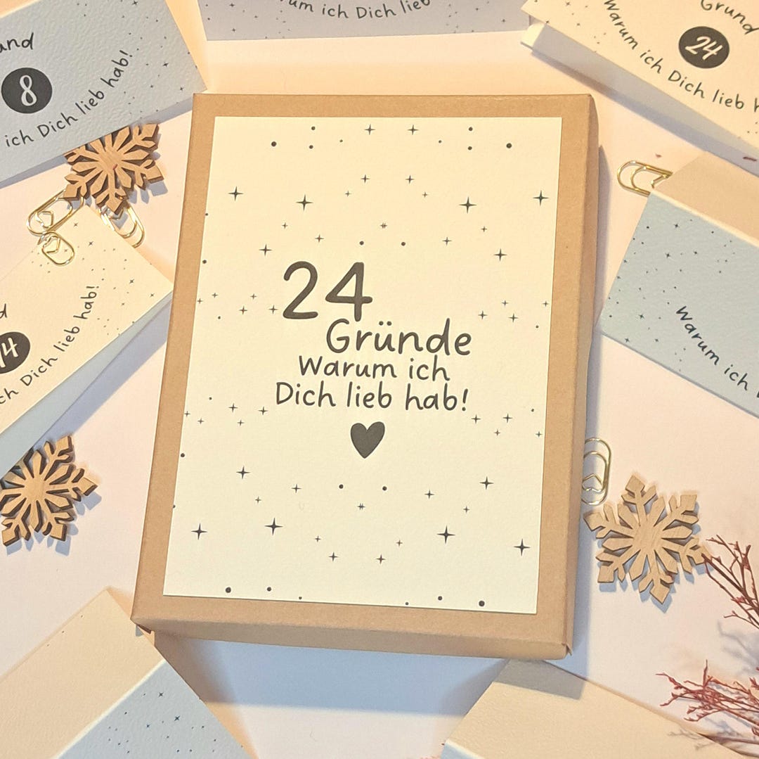 Adventskalender 24 Gründe Warum ich dich lieb hab 24 Kärtchen zum