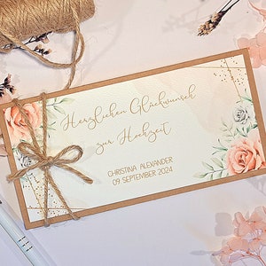 Hochzeitskarte personalisiert - Glückwunschkarte zur Hochzeit - Geldgeschenk Verpackung Brautpaar -Geschenkverpackung mit Namen Hochzeitstag