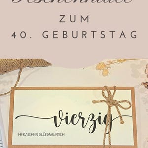 40th Birthday Money Gift | Gift Certificate Packaging for a 40th Birthday | 40th Birthday Greeting Card image 7