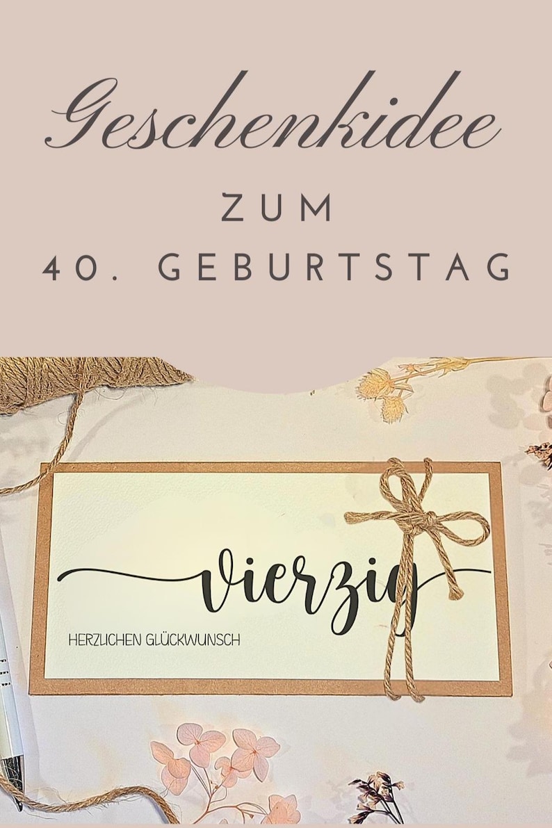 40th Birthday Money Gift | Gift Certificate Packaging for a 40th Birthday | 40th Birthday Greeting Card image 7