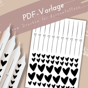 Heart candle tattoo PDF template | loving candle stickers | DIY candle design | homemade gifts | wedding hearts | love