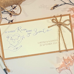 Hochzeitskarte für Reiseliebhaber | Hochzeit Glückwunschkarte personalisiert | Geldgeschenk Karte zur Hochzeit | Hochzeitsgeschenk Reise