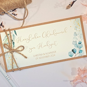 Hochzeitskarte personalisiert Glückwunschkarte zur Hochzeit Geldgeschenk mit Namen Verpackung Brautpaar Geschenkverpackung mit Hochzeitstag