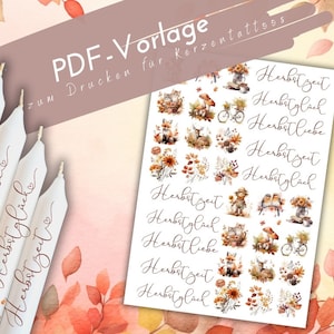 PDF Autumn happiness template candle tattoo for stick candles candle stickers autumn magic autumn time autumn pictures and lettering