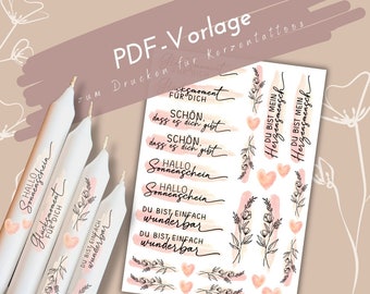 Glücksmoment Kerzentattoo PDF | DIY Kerzen Kerzensticker Vorlage | selbstgemachte Geschenke | Geschenkidee Schön, dass es dich gibt