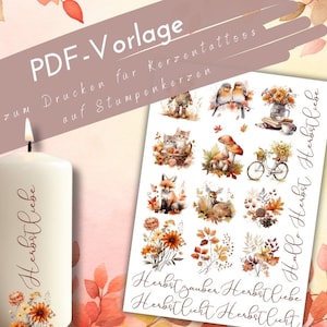 PDF Autumn magic template candle tattoo for pillar candles candle stickers autumn magic autumn time autumn pictures and lettering