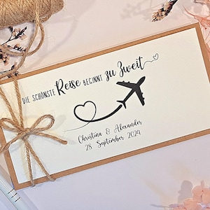 Hochzeitskarte für Reiseliebhaber personalisiert | Hochzeit Glückwunschkarte für Geld | Hochzeitsgeschenk Reise