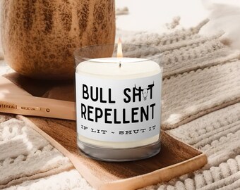 Bull Skull Repellent Soy Unscented Aesthetic Decorative Candle | Boho Western Funny Sarcastic Gift for Mom, Cool Aunt, Girlfriend, Grandma