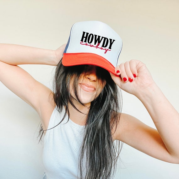Howdy Cowboy Boho Western Embroidered Snapback Trucker Hat  display picture 3