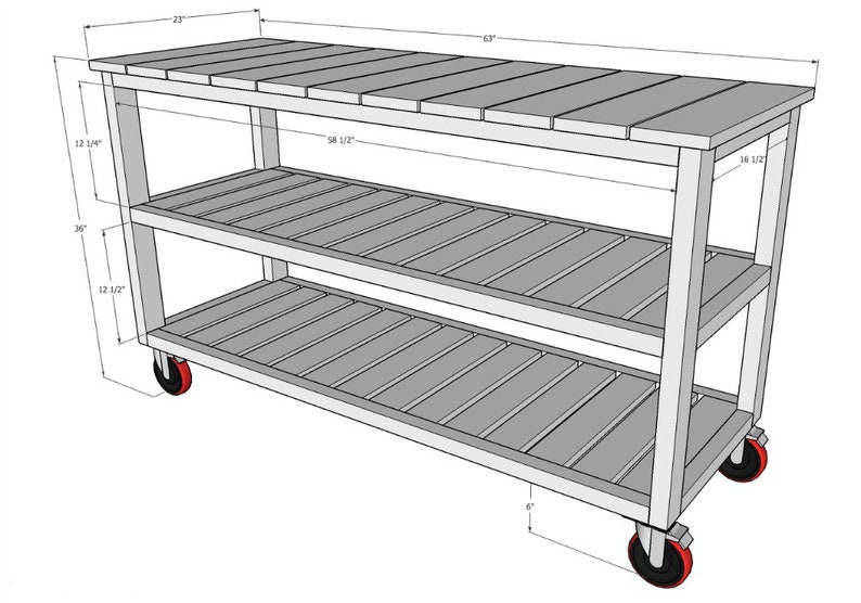 Rolling Console Table Plan PDF Outdoor Rolling Console Plan Etsy