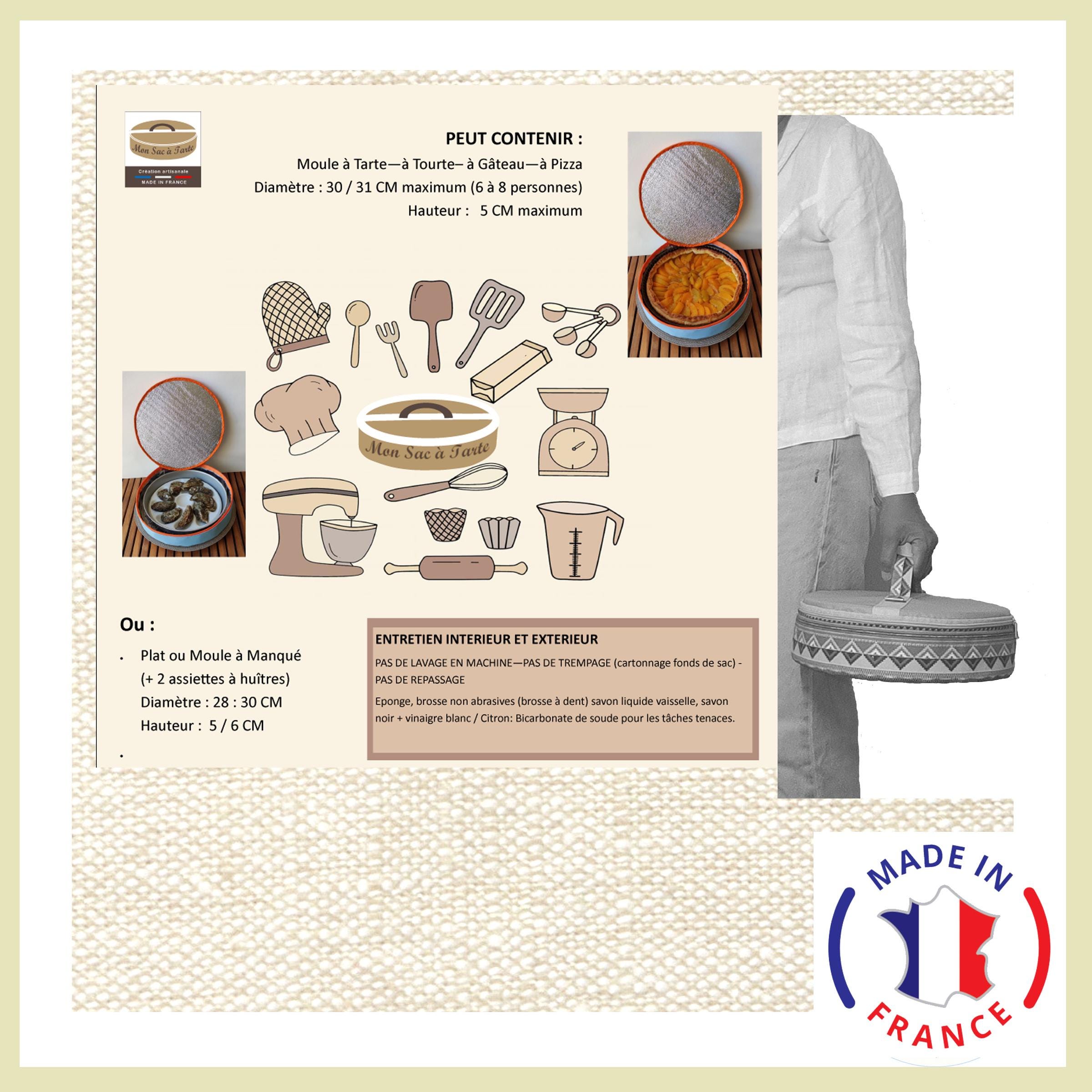 SAC A TARTE ROND mesures | diametre cercle (4 fois) avec cou