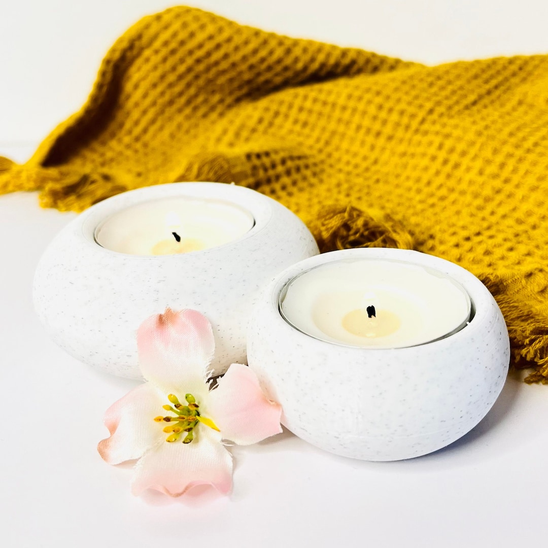 Granite Look Candle Holder Set of 3 candle Holders With Stone Etsy