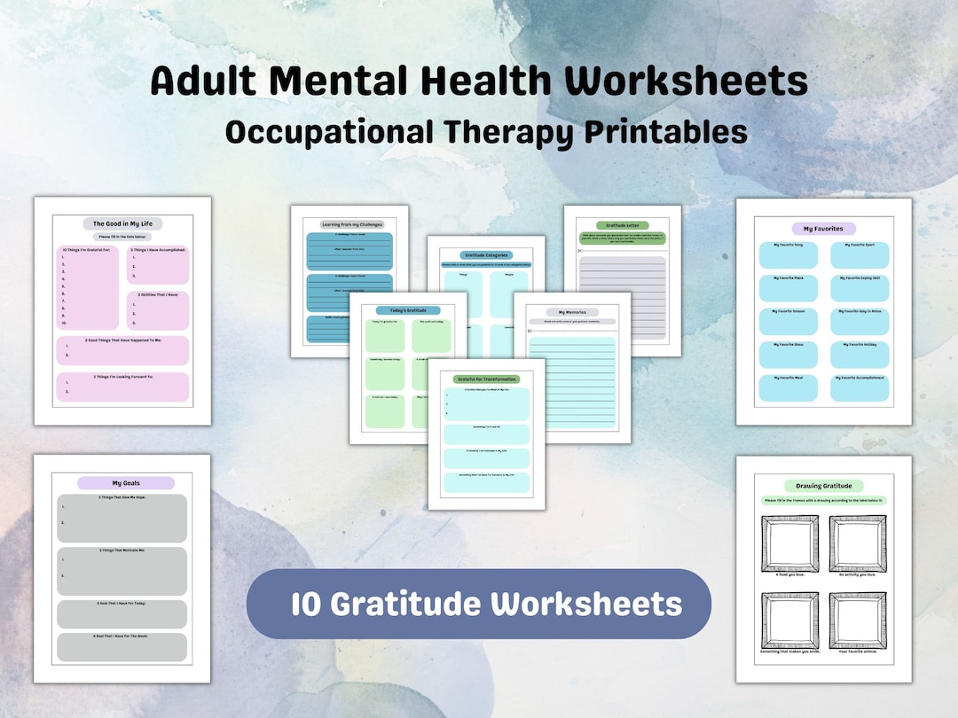 Occupational Therapy Worksheets, Adult Mental Health Worksheets