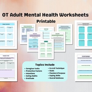 Occupational Therapy Worksheets, OT Mental Health Printable ...