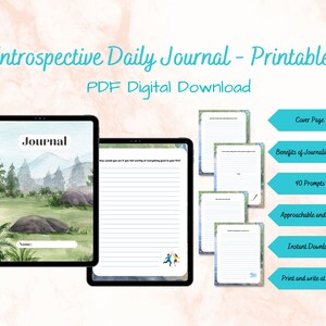 Digital Mental Health Journal for Men and Women | Introspective Journal | Printable Daily Journal Prompts | Writing Prompts PDF