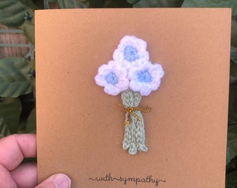 Sympathy Card: Crochet Flower Bunch, Bereavement Gift (FIRST CLASS POSTAGE)